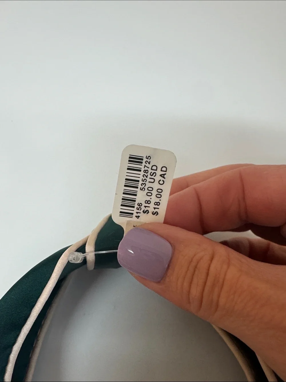 Anthropologie Dark Green Knotted Headband with Cream Trim